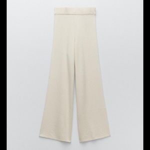 Zara Cream Knit Culottes Pants